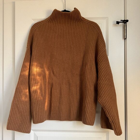 Everlane Brown Cowl Neck Ribbed Sweater - Picture 1 of 3
